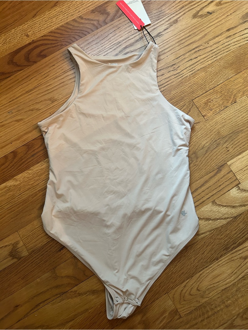 Women’s High-Neck Bodysuit in Light Beige - medium
